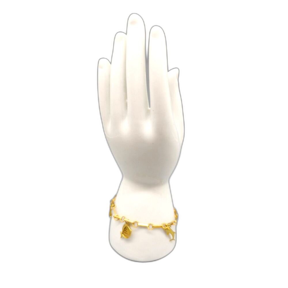 14KT YELLOW GOLD 9.20G 7.25" OCEAN LIFE CHARM BRACELET	(140399-8)